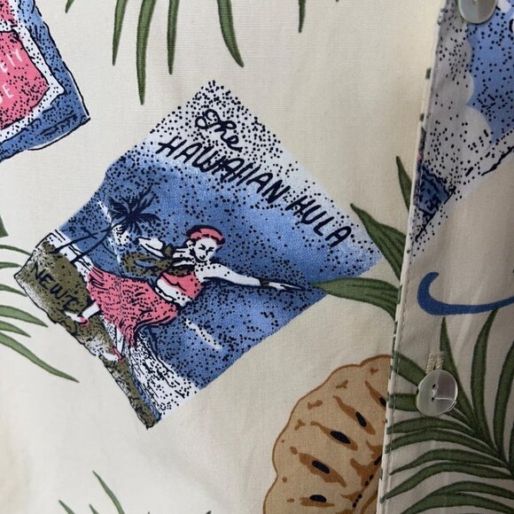 NEWT Honolulu Vintage Mens Shirt Size Medium White Green Tropical Print Aloha - Picture 8 of 10